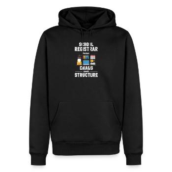 Travail du secrétariat scolaire avec Heart pour le bureau scolaire - Sweat à capuche Premium bio Homme - noir - Devant - Nico (187cm)