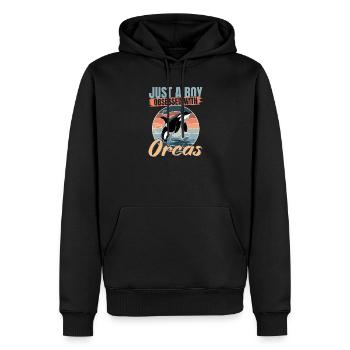Funny Orca - Men’s Premium Organic Hoodie - black - Front - Nico (187cm)