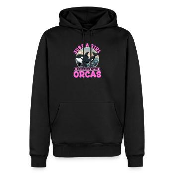 Funny Orca - Men’s Premium Organic Hoodie - black - Front - Nico (187cm)
