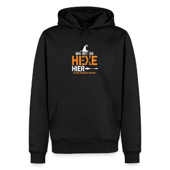 Je suis ici avec la sorcière Halloween - Sweat à capuche Premium bio Homme - noir - Devant - Nico (187cm)