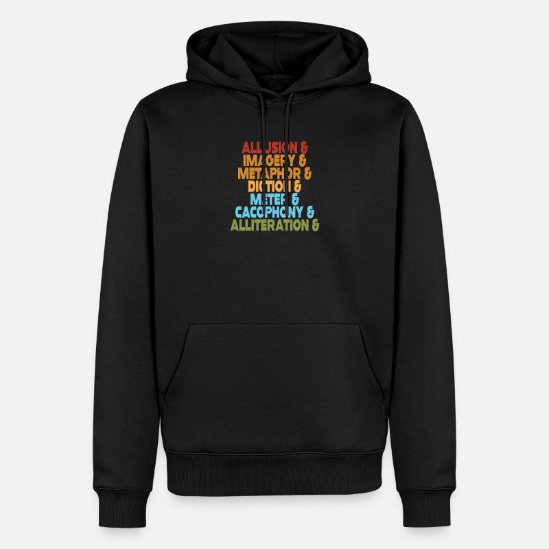 Literarische Mittel Typografie-Stack - Männer Premium Bio Hoodie - Schwarz