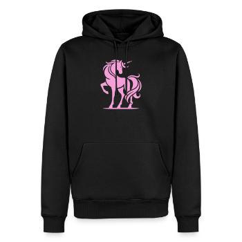 Rosa Einhorn-Silhouette - Männer Premium Bio Hoodie - Schwarz - Vorne - Nico (187cm)