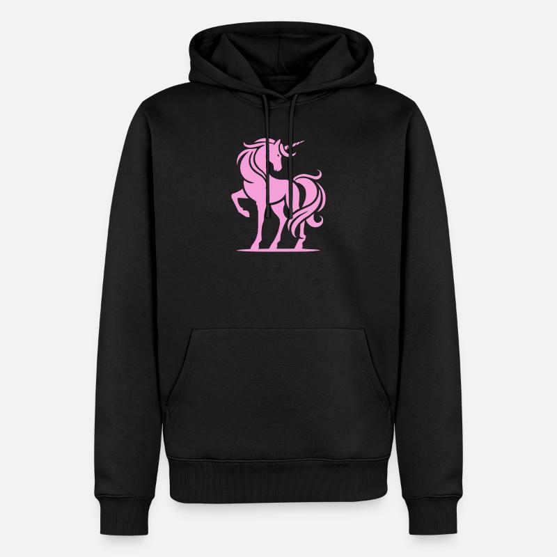 Rosa Einhorn-Silhouette - Männer Premium Bio Hoodie - Schwarz
