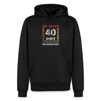 40 Jahre Jubiläum Zahlen Typografie - Männer Premium Bio Hoodie - Schwarz - Vorne - Nico (187cm)