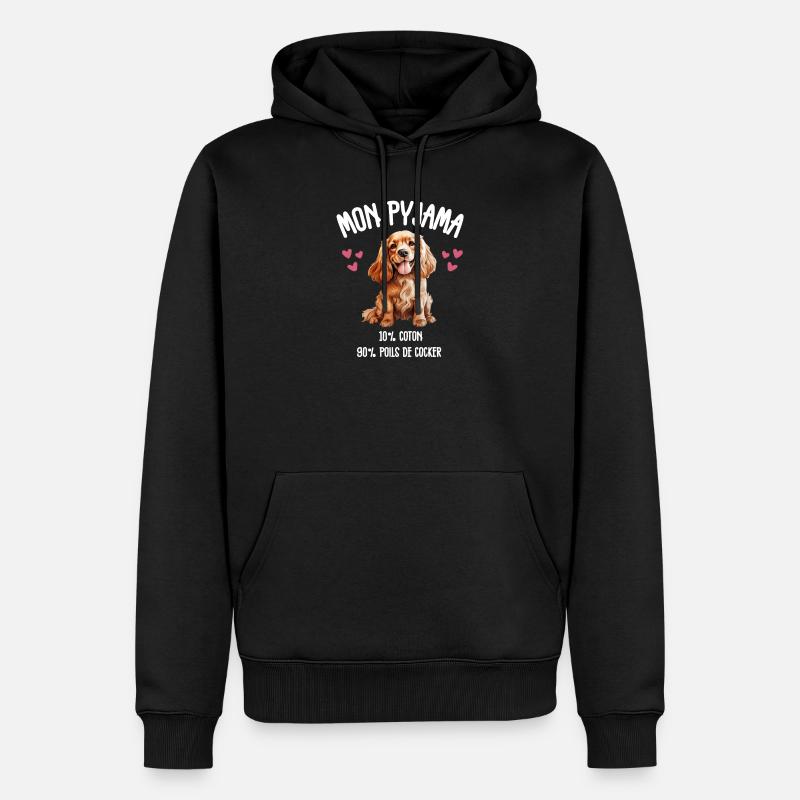 Pyjama Chien Cocker Drôle - Sweat à capuche Premium bio Homme - noir