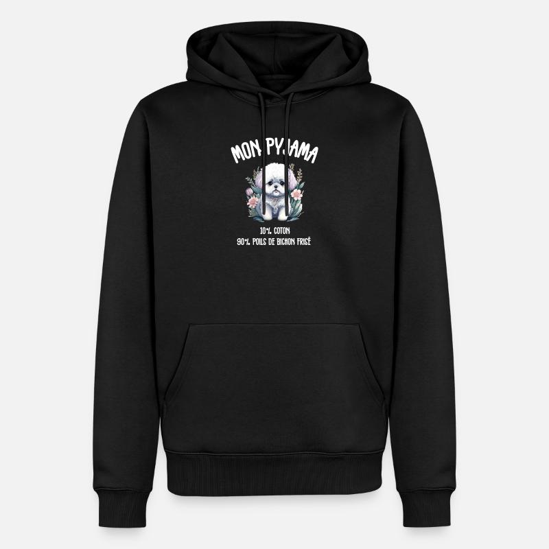 Pyjama Drôle Chien Bichon - Sweat à capuche Premium bio Homme - noir