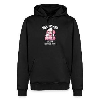 Pyjama Chien Caniche Humour - Sweat à capuche Premium bio Homme - noir - Devant - Nico (187cm)