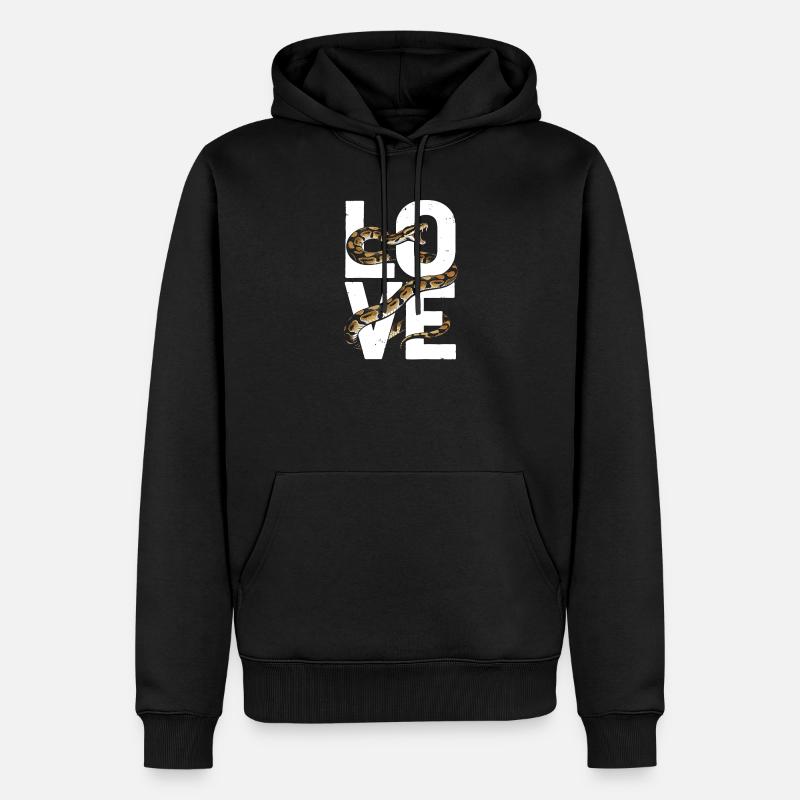 Königspython Schlangen LOVE Terrarium Python - Männer Premium Bio Hoodie - Schwarz