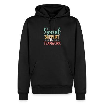 Citation d’assistant social Le soutien est un travail d’équipe social - Sweat à capuche Premium bio Homme - noir - Devant - Nico (187cm)