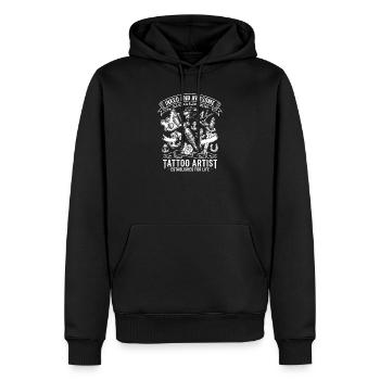 Old School Tattoo Künstler Motiv - Männer Premium Bio Hoodie - Schwarz - Vorne - Nico (187cm)