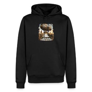 Dirigeable volant au-dessus de l’horizon de Londres - Sweat à capuche Premium bio Homme - noir - Devant - Nico (187cm)