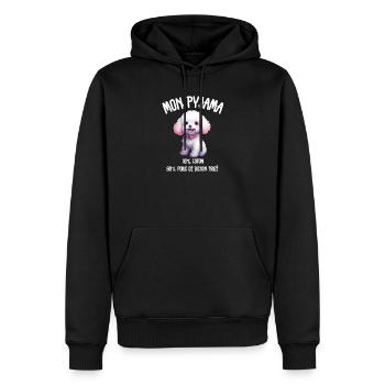 Pyjama Drôle Chien Bichon - Sweat à capuche Premium bio Homme - noir - Devant - Nico (187cm)