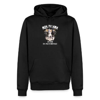 Pyjama Drôle Chien Border Collie - Sweat à capuche Premium bio Homme - noir - Devant - Nico (187cm)