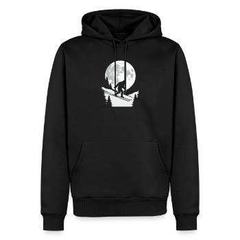 Bigfoot Skifahrer Mond - Männer Premium Bio Hoodie - Schwarz - Vorne - Nico (187cm)
