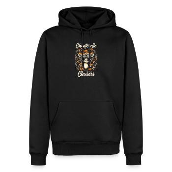 Pfifferling Jäger | Pilze sammeln Wald - Männer Premium Bio Hoodie - Schwarz - Vorne - Nico (187cm)