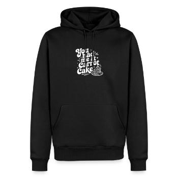 Tu m’as eu au gâteau aux carottes - Sweat à capuche Premium bio Homme - noir - Devant - Nico (187cm)
