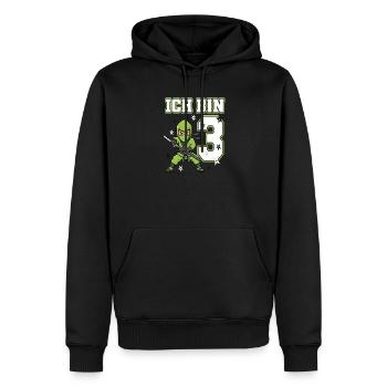 Ich bin 3 Ninja 3. Geburtstag Grüne Karate - Männer Premium Bio Hoodie - Schwarz - Vorne - Nico (187cm)