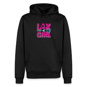 Lax Girl Pink Lacrosse Design - Männer Premium Bio Hoodie - Schwarz - Vorne - Nico (187cm)