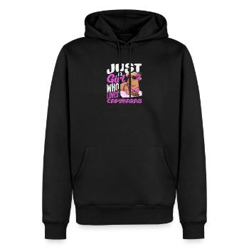 Juste une fille qui aime les capybaras mignons et drôles - Sweat à capuche Premium bio Homme - noir - Devant - Nico (187cm)