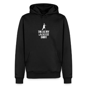 Das ist meine Lacrosse-Shirt-Cricket-Silhouette - Männer Premium Bio Hoodie - Schwarz - Vorne - Nico (187cm)