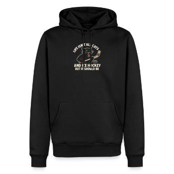 Hockey Katze Humor Eishockey Fan Geschenkidee - Men’s Premium Organic Hoodie - black - Front - Nico (187cm)