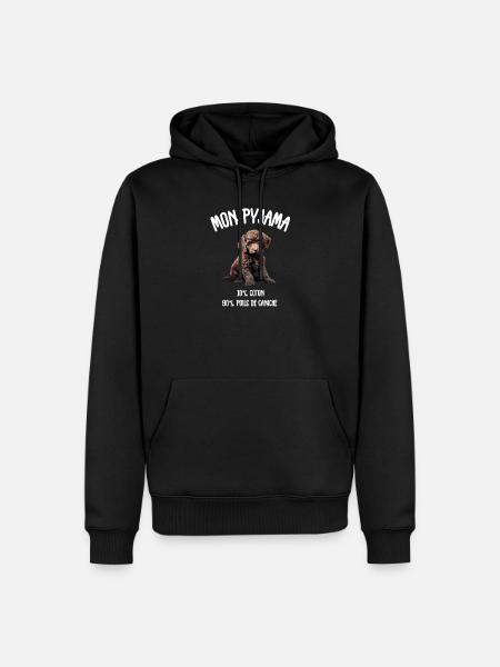 Hundepyjama-Pudel-Humor - Männer Premium Bio Hoodie - Schwarz