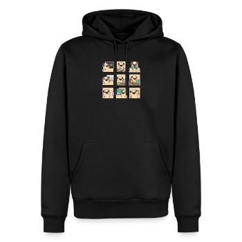 Funny Pug Teacher ABC STORY TEACH A Plus - Men’s Premium Organic Hoodie - black - Front - Nico (187cm)