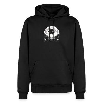 Bigfoot sur trampoline - Sweat à capuche Premium bio Homme - noir - Devant - Nico (187cm)