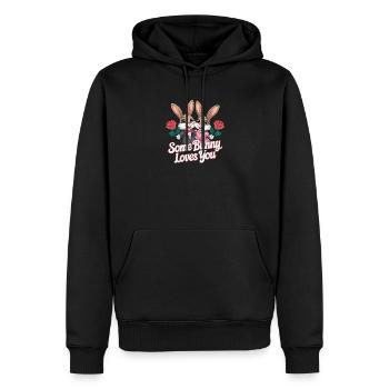 Un lapin t’aime Couple de lapins adore - Sweat à capuche Premium bio Homme - noir - Devant - Nico (187cm)
