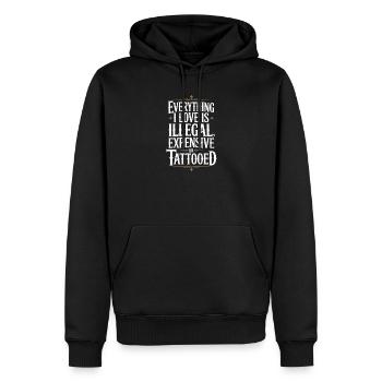 Tout ce que j’aime, c’est tatoué de Tätowiert tatoué - Sweat à capuche Premium bio Homme - noir - Devant - Nico (187cm)