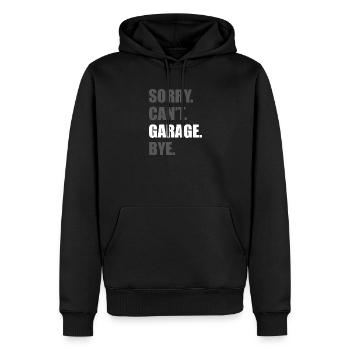 Sorry can't garage Car lover car guy mechanic - Männer Premium Bio Hoodie - Schwarz - Vorne - Nico (187cm)