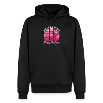 Juste une fille qui adore les blaireaux - Sweat à capuche Premium bio Homme - noir - Devant - Nico (187cm)