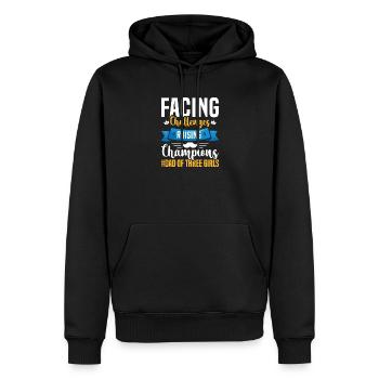 Dad father of three girls daughters - Men’s Premium Organic Hoodie - black - Front - Nico (187cm)