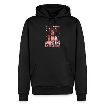 Juste une fille qui adore l’anime et dessine de l’afro - Sweat à capuche Premium bio Homme - noir - Devant - Nico (187cm)