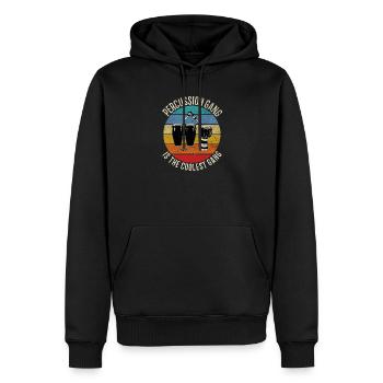 Design de caisse Percussion Gang Coolest Retro Sunset - Sweat à capuche Premium bio Homme - noir - Devant - Nico (187cm)