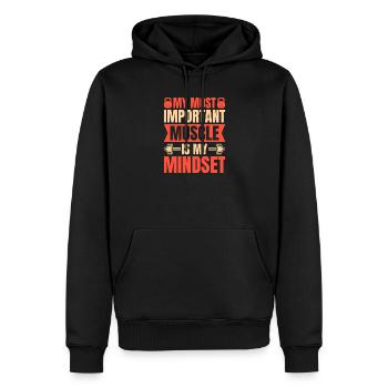 Motivation en forme Bodybuilder Mentalité importante - Sweat à capuche Premium bio Homme - noir - Devant - Nico (187cm)