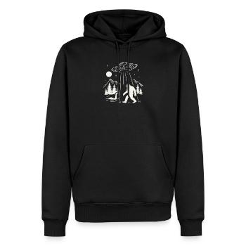 Vaisseau OVNI Sasquatch d’abduction extraterrestre Bigfoot - Sweat à capuche Premium bio Homme - noir - Devant - Nico (187cm)