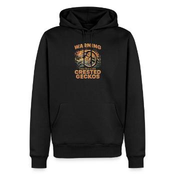Gecko à crête reptile drôle - Sweat à capuche Premium bio Homme - noir - Devant - Nico (187cm)