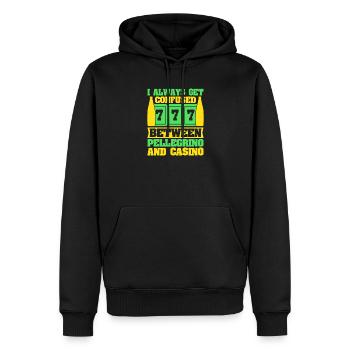 Gambling Fan Confused Between Pellegrino & Casino - Männer Premium Bio Hoodie - Schwarz - Vorne - Nico (187cm)