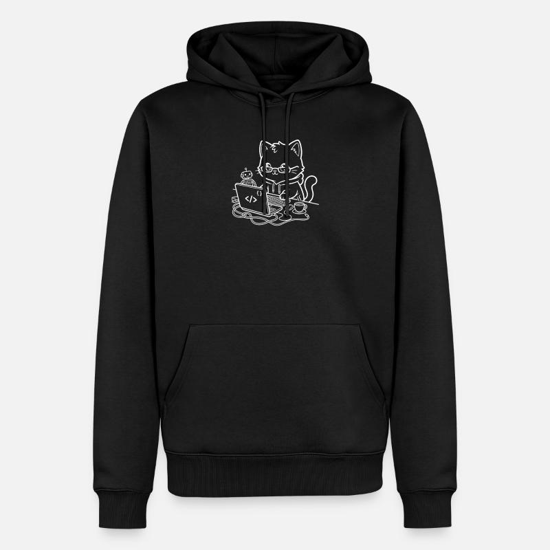 Coder Kawaii Katze Programmierer - Männer Premium Bio Hoodie - Schwarz