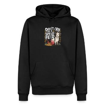 Nicht weinen über Futter | Ziege Stall Humor - Männer Premium Bio Hoodie - Schwarz - Vorne - Nico (187cm)