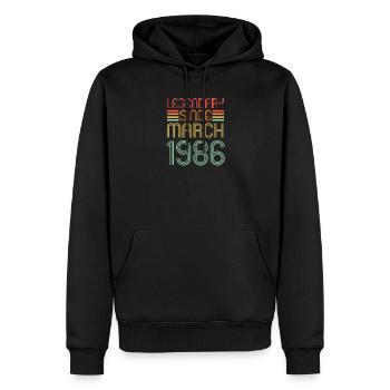 Legendary since March 1986, Retro, Geburtstag - Männer Premium Bio Hoodie - Schwarz - Vorne - Nico (187cm)