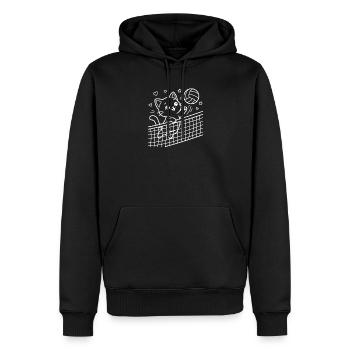 Kawaii Cat Volleyball - Sweat à capuche Premium bio Homme - noir - Devant - Nico (187cm)