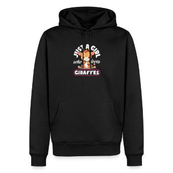 Juste une fille qui aime les girafes - Sweat à capuche Premium bio Homme - noir - Devant - Nico (187cm)