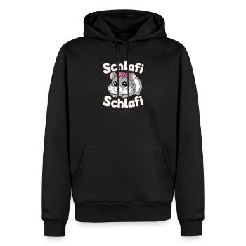 Schlafi Schlafi Hamster Design - Männer Premium Bio Hoodie - Schwarz - Vorne - Nico (187cm)