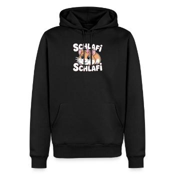 Schlafi Schlafi Hamster Design - Männer Premium Bio Hoodie - Schwarz - Vorne - Nico (187cm)
