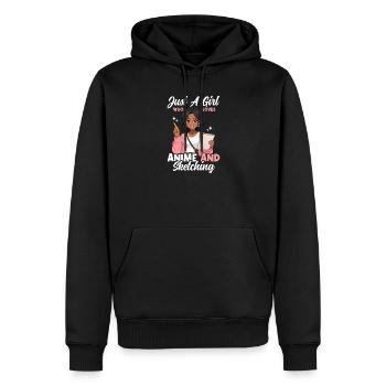 Juste une fille qui adore l’anime et dessine des otaku - Sweat à capuche Premium bio Homme - noir - Devant - Nico (187cm)