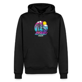 Miami Beach Palmenwelle - Männer Premium Bio Hoodie - Schwarz - Vorne - Nico (187cm)