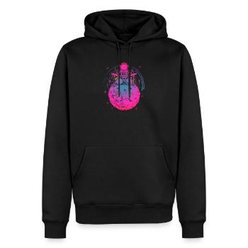Astronaute néon sur une lune colorée - Sweat à capuche Premium bio Homme - noir - Devant - Nico (187cm)