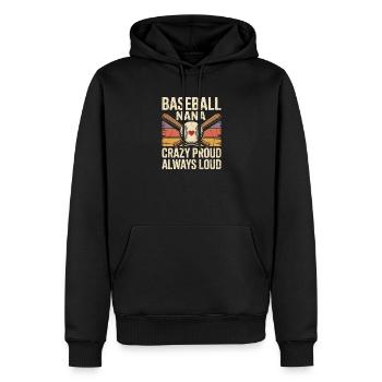 Baseball Nana: Crazy Proud Always Loud - Men’s Premium Organic Hoodie - black - Front - Nico (187cm)